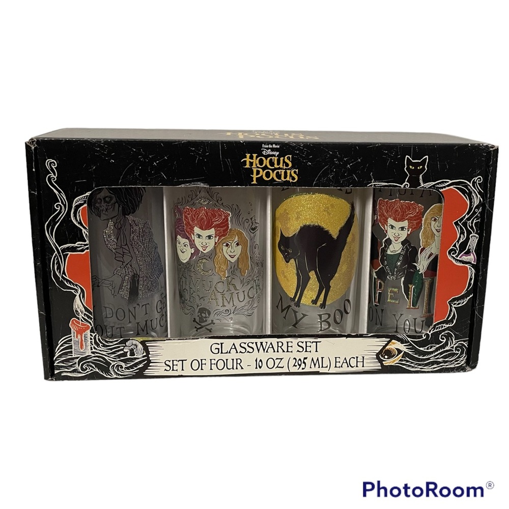 Disney Hocus Pocus Glassware Set — 4 10 oz glasses — Great gift!